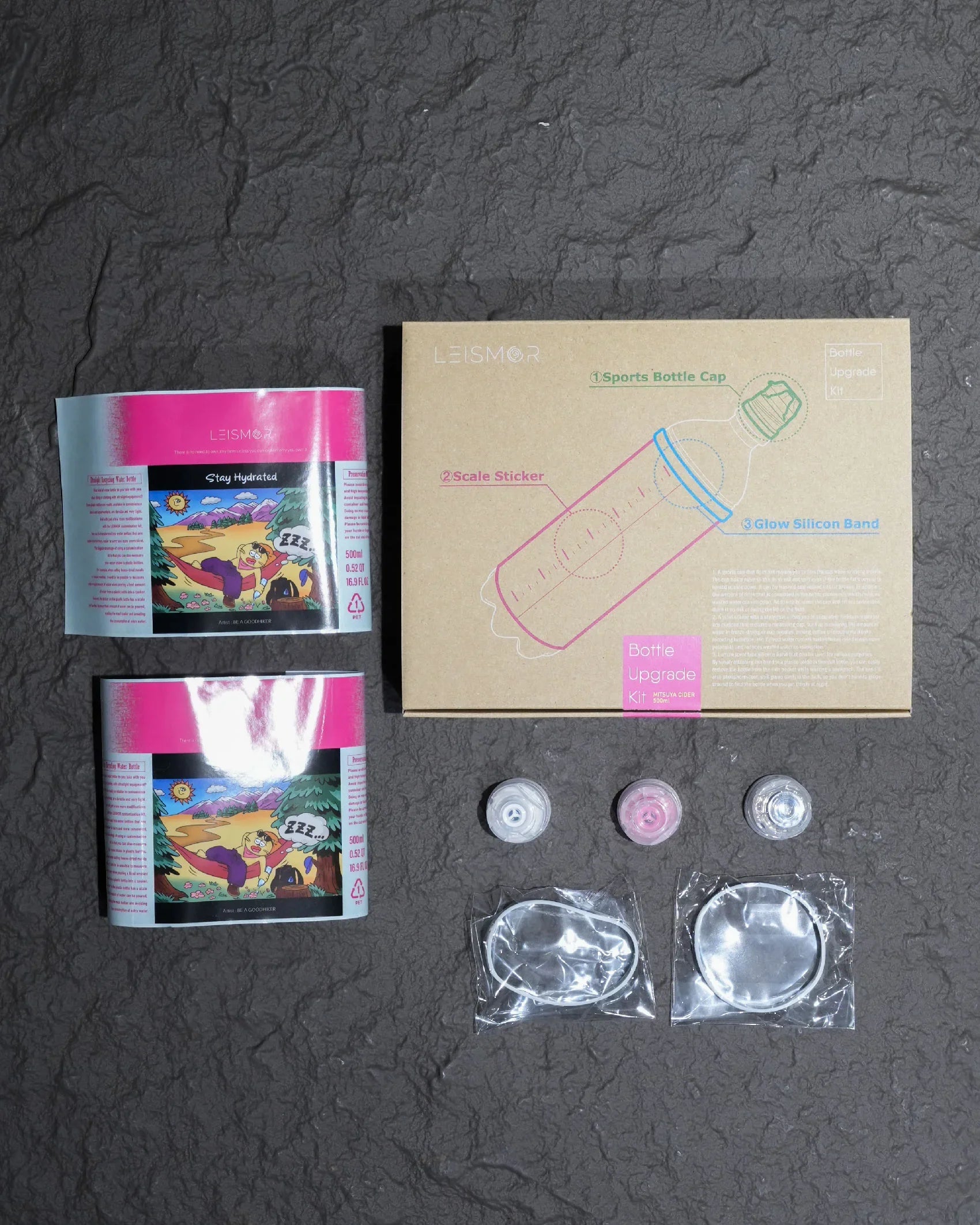 LEISMOR Bottle Upgrade Kit【for MITSUYA CIDER 500ml "Stay Hydrated"】