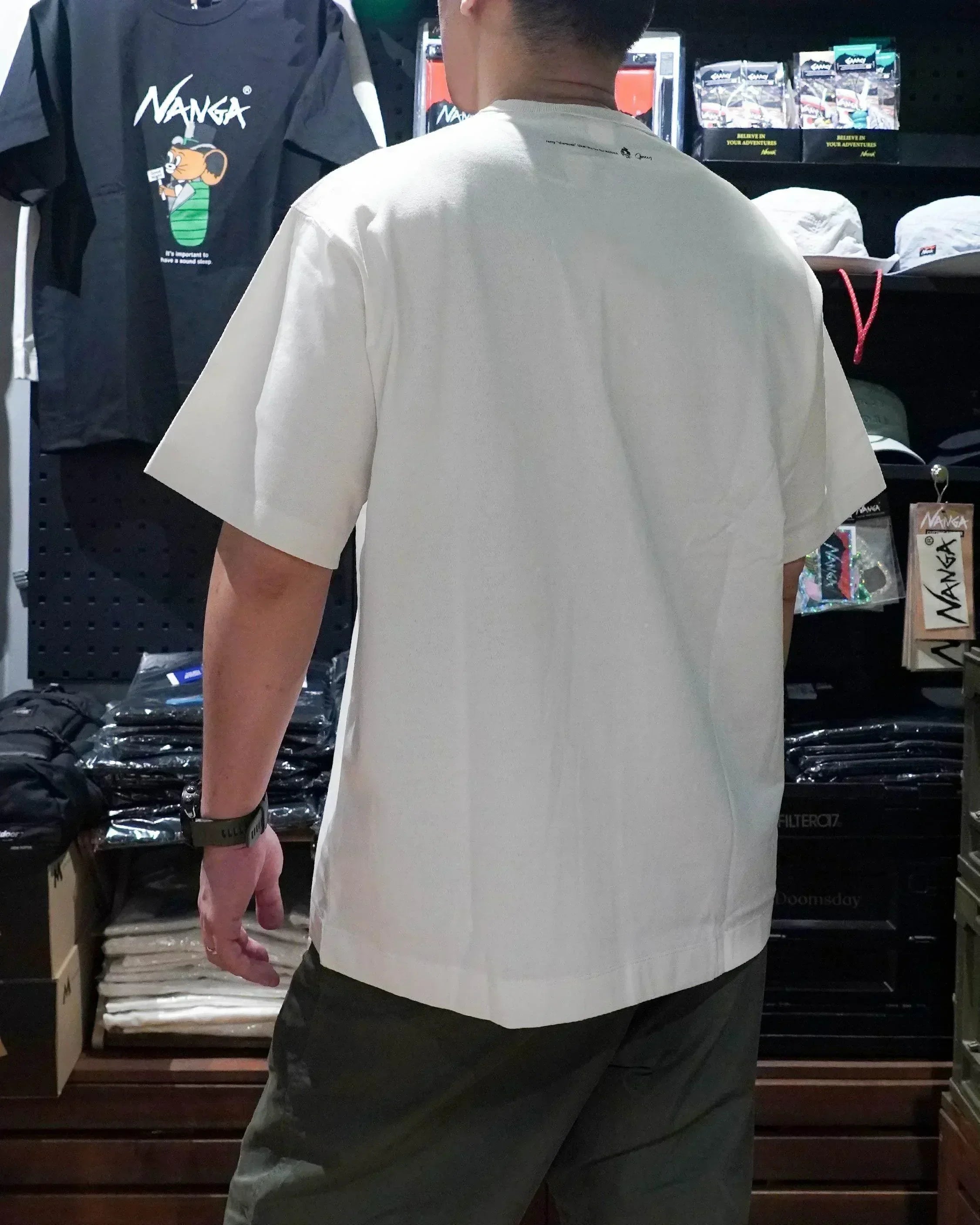 Nanga × Jerry Ukai ECO HYBRID Box Logo Tee - Wild Camping