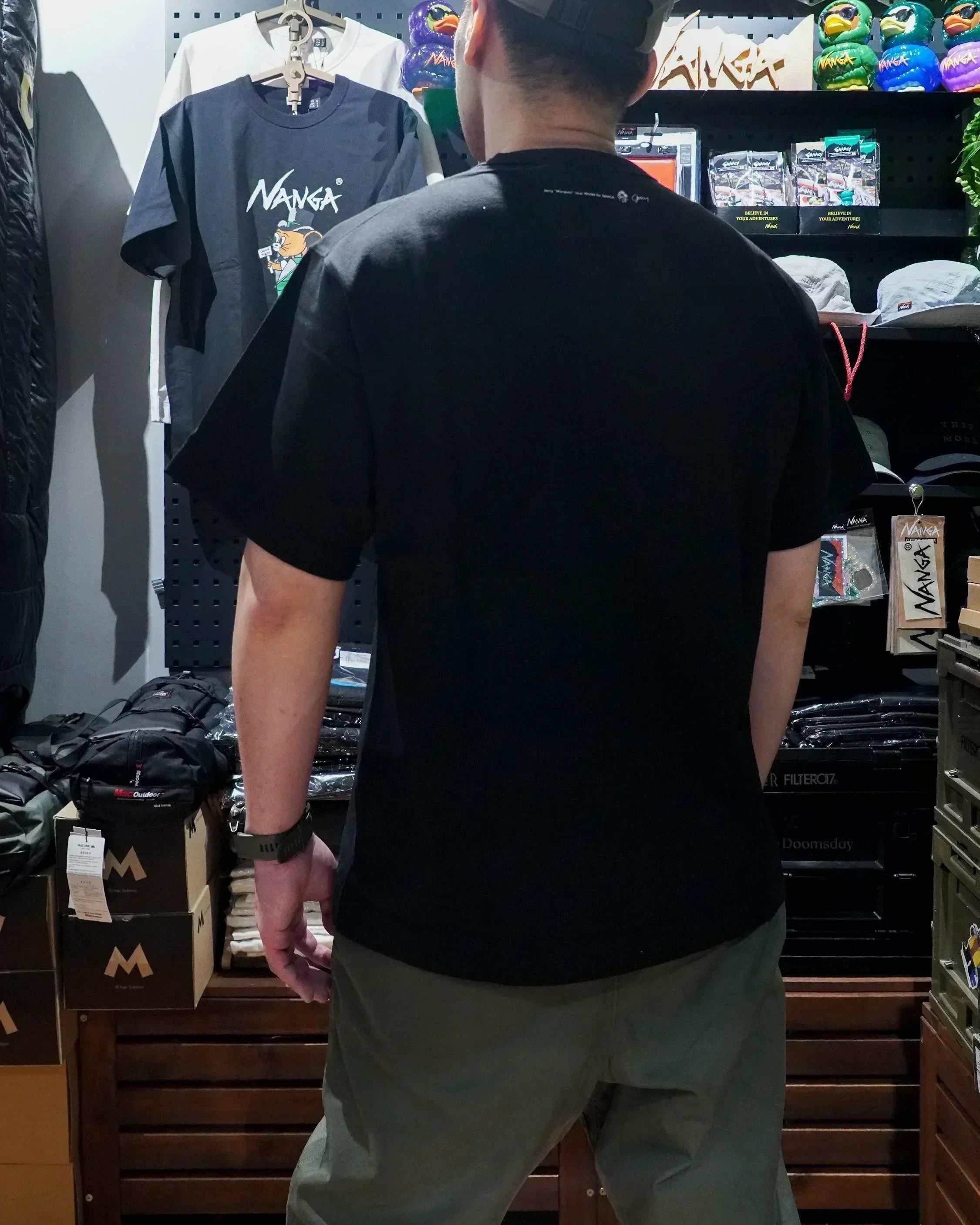 Nanga × Jerry Ukai ECO HYBRID Box Logo Tee - Wild Camping