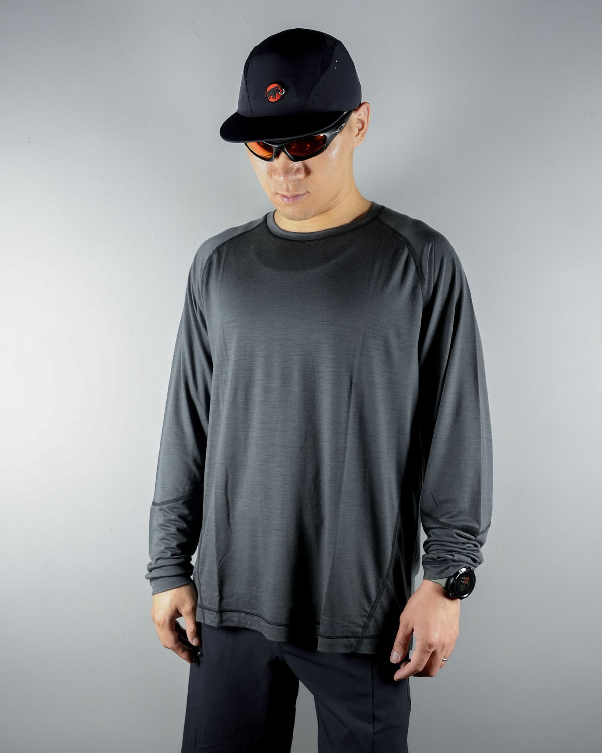 Hiking Patrol x Mammut Tree Wool FL Longsleeve T-Shirt / Gabbro - Wild Camping
