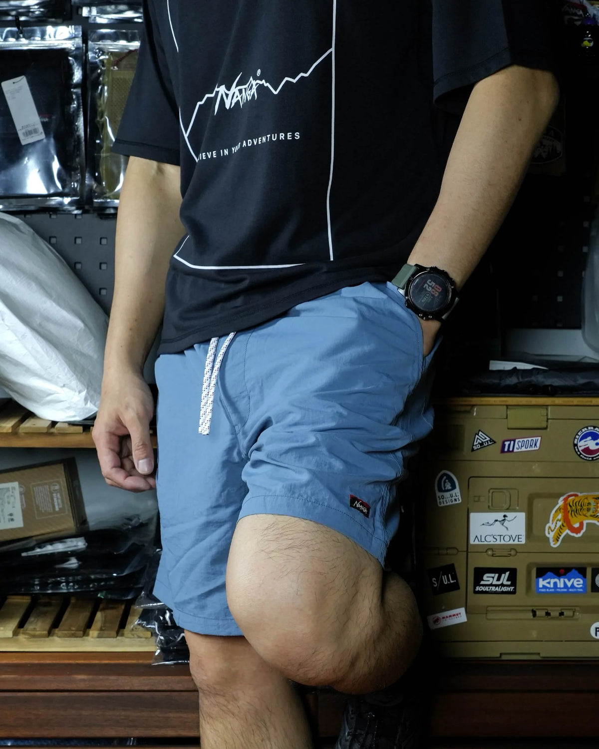 Nanga Nylon Tusser Easy Shorts / BLU - Wild Camping