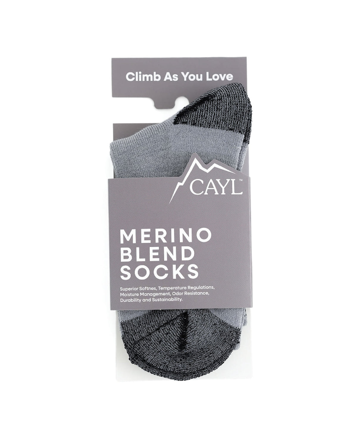 CAYL Merino Blend Socks / Grey Black - Wild Camping