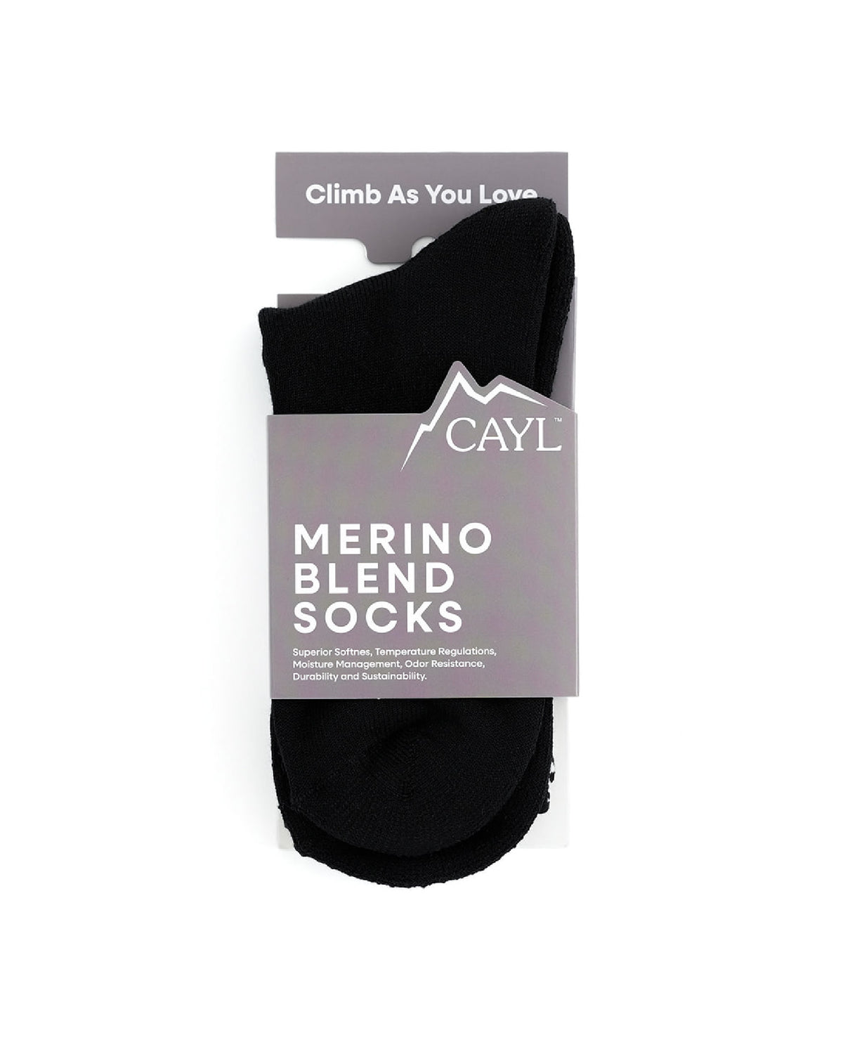 CAYL Merino Blend Socks / Black - Wild Camping