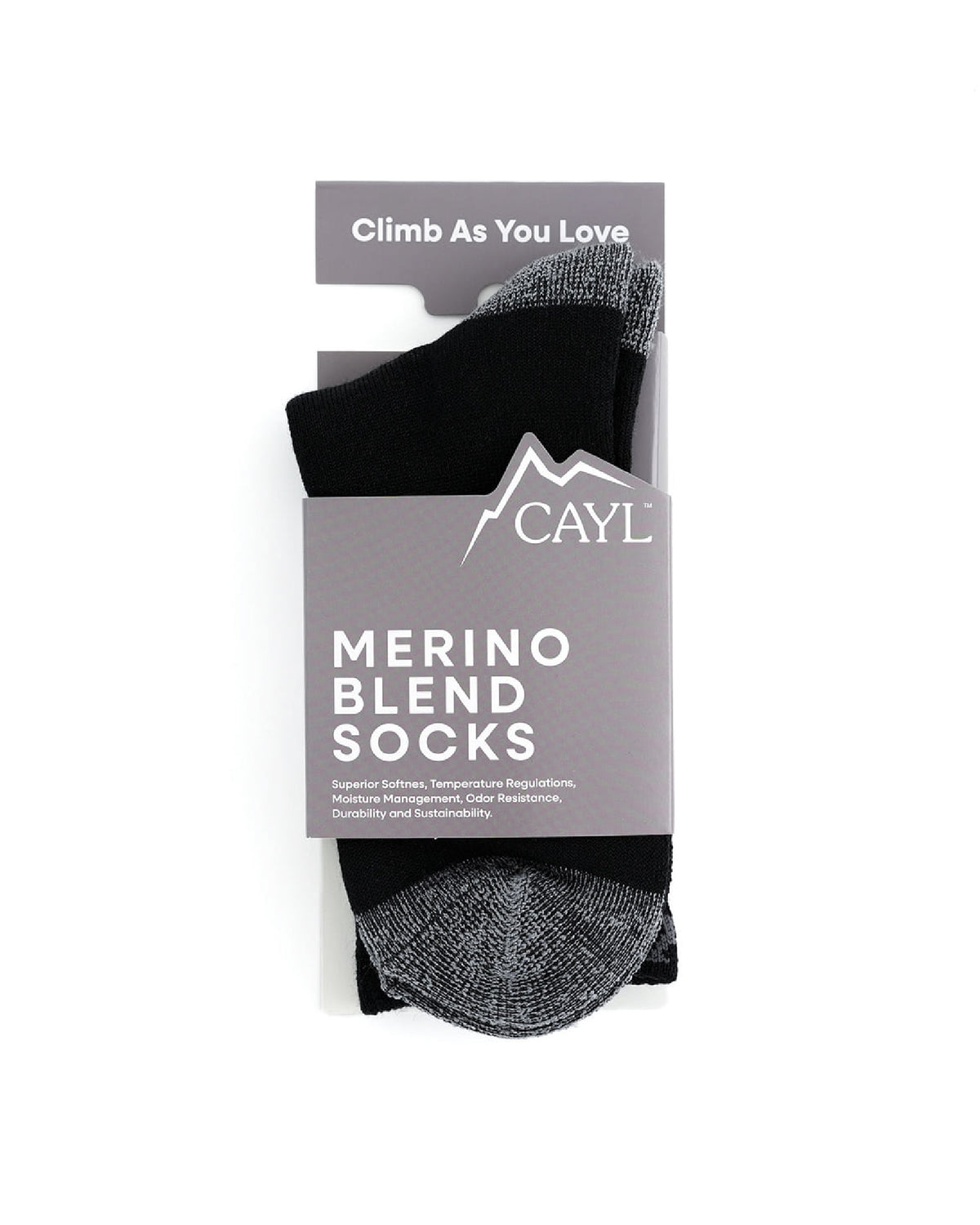 CAYL Merino Blend Socks / Black Grey - Wild Camping