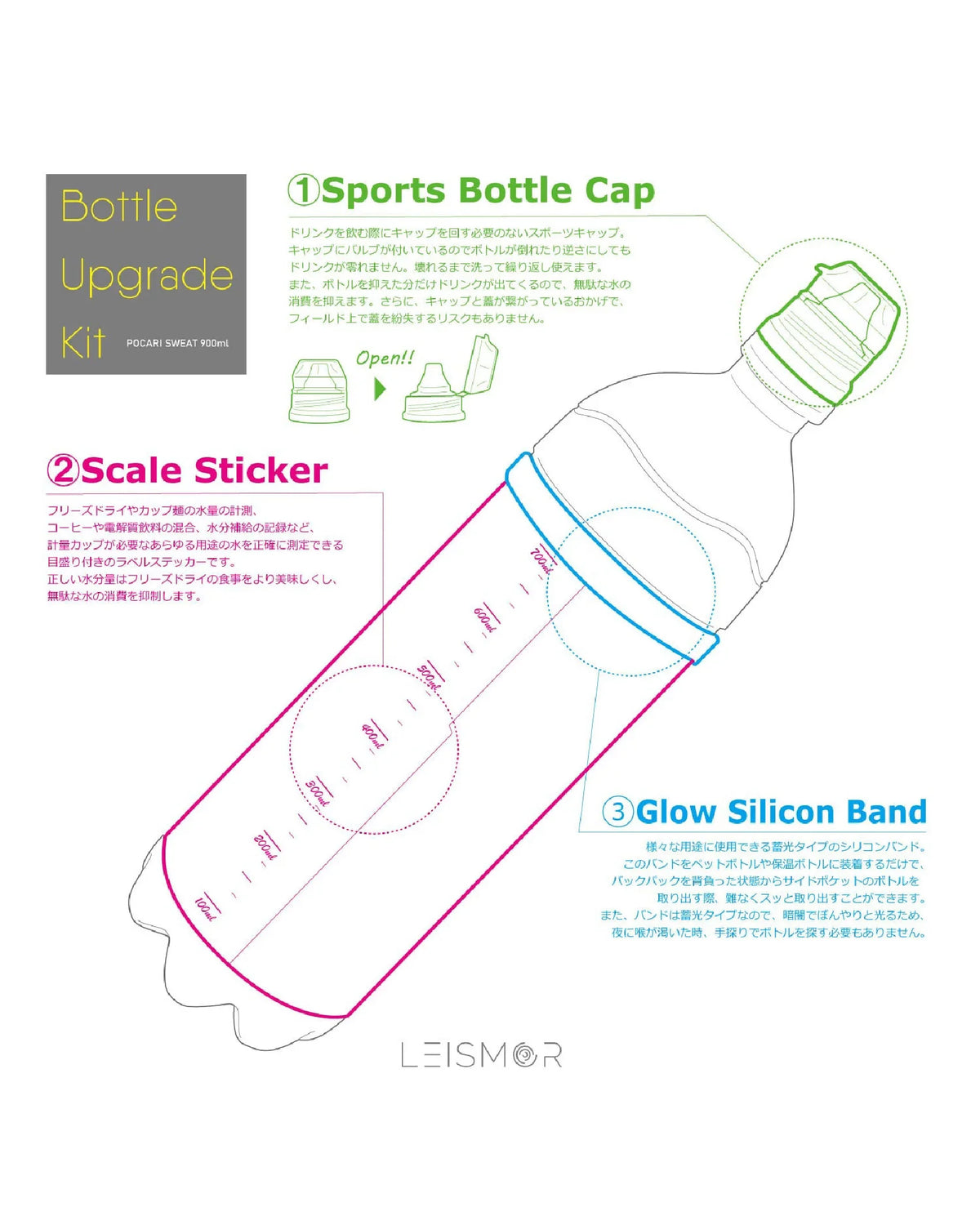 LEISMOR Bottle Upgrade Kit【"for POCARI SWEAT 900ml "Mie River at Yokkaichi"】 - Wild Camping