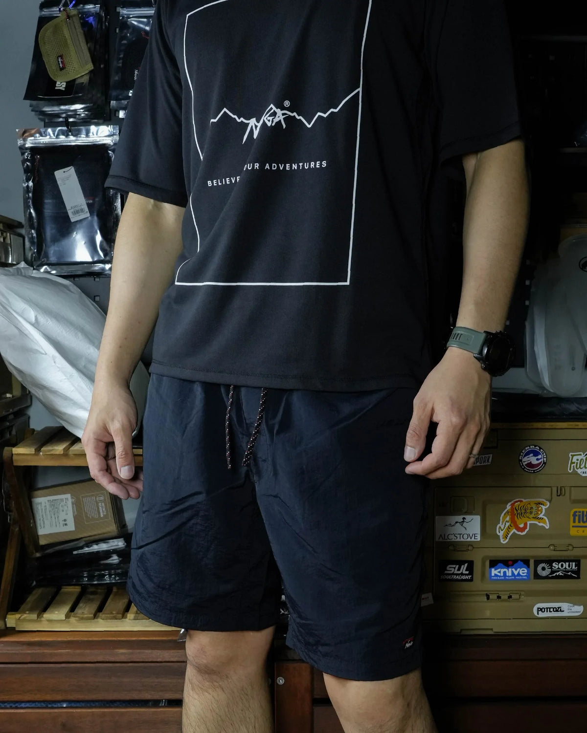 Nanga Nylon Tusser Easy Shorts / BLK - Wild Camping
