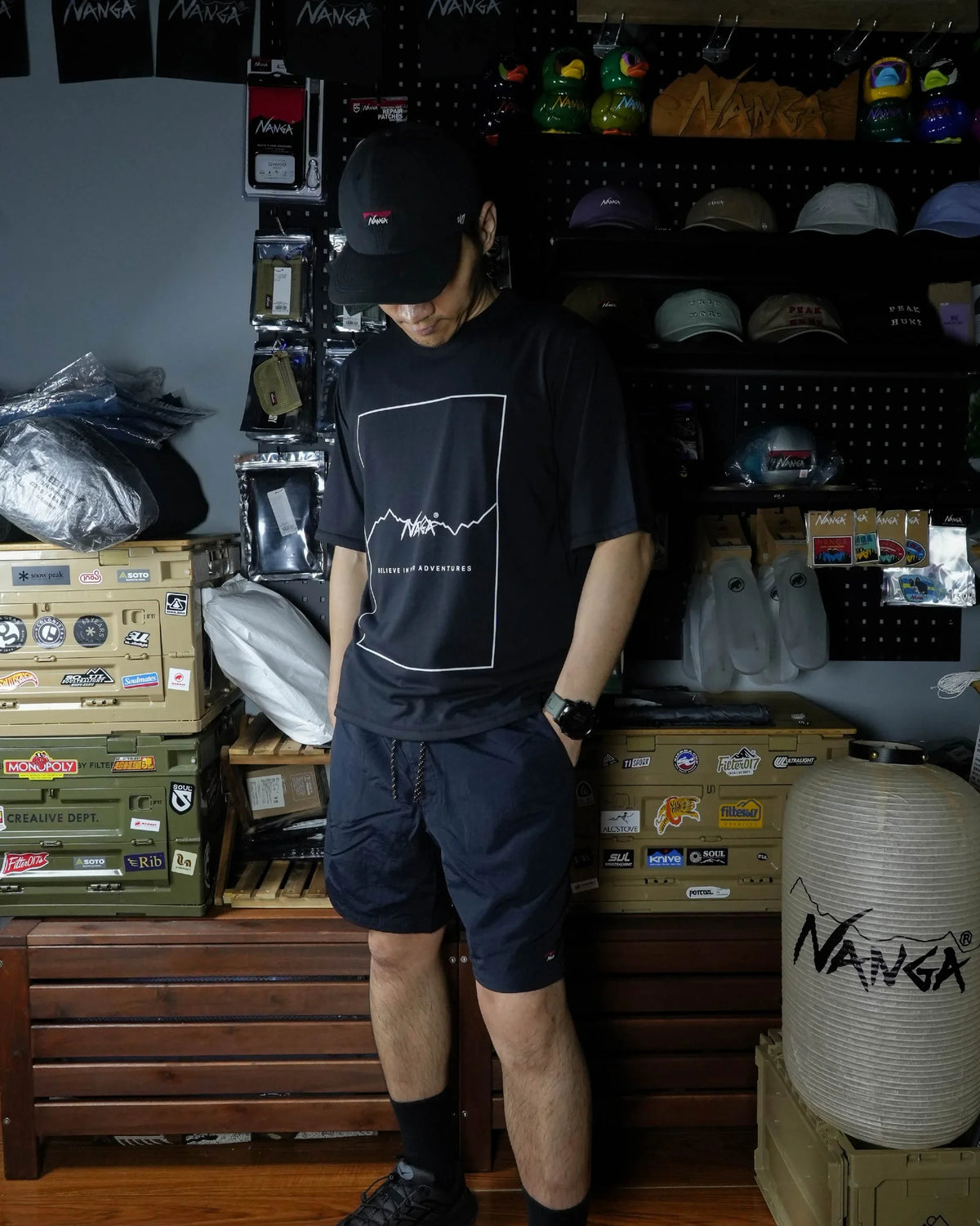 Nanga Nylon Tusser Easy Shorts / BLK - Wild Camping