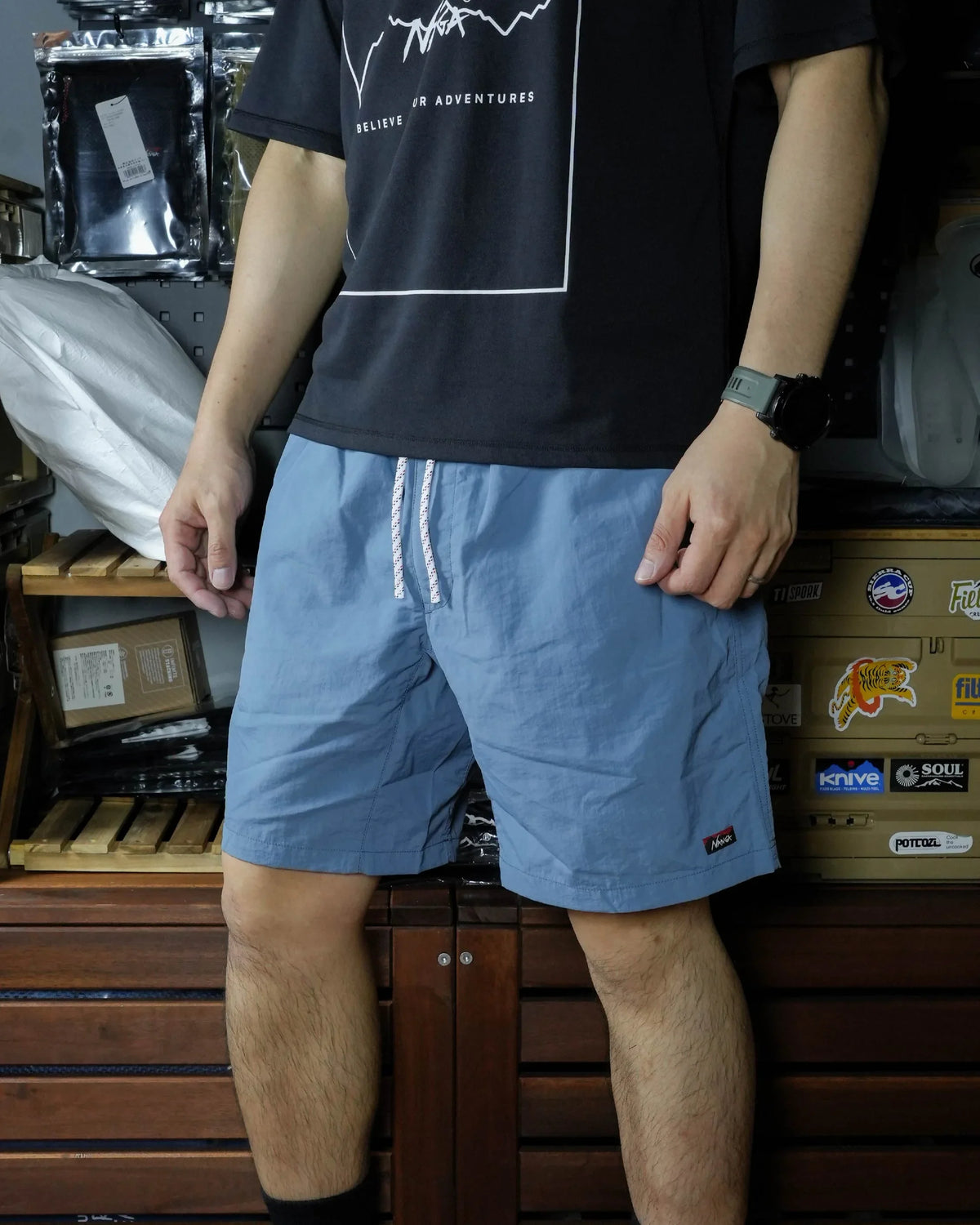 Nanga Nylon Tusser Easy Shorts / BLU - Wild Camping