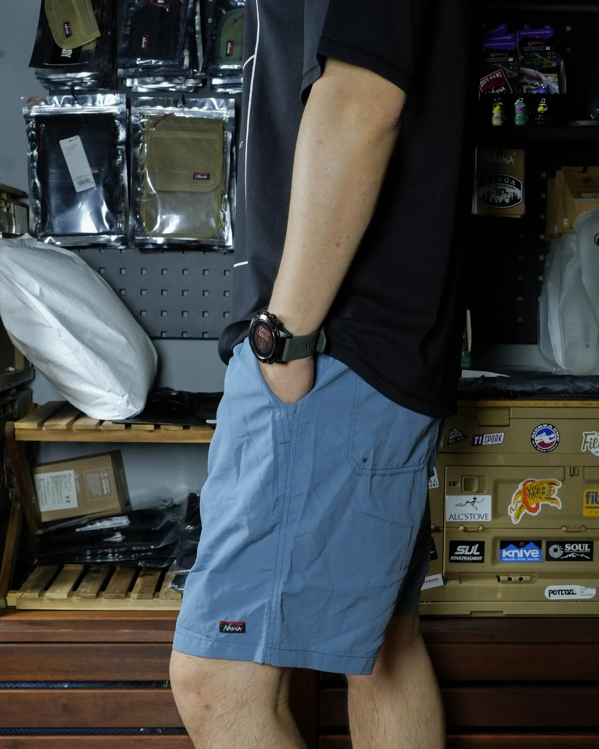 Nanga Nylon Tusser Easy Shorts / BLU - Wild Camping